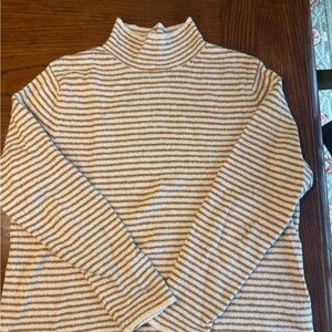 J. Crew Tan and White Striped Sweater